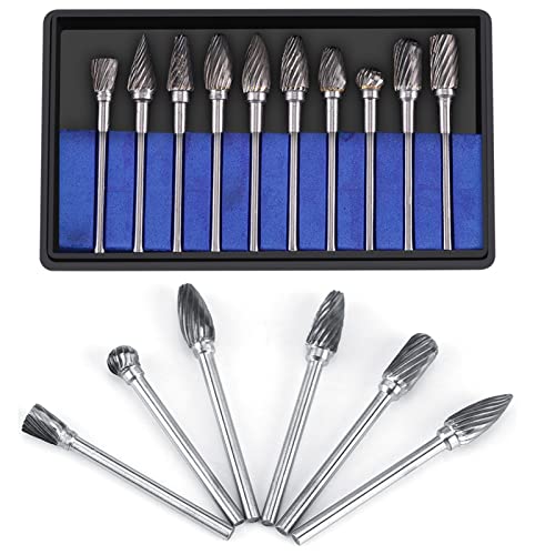 10 -pcs -Wolfram -Carbid -Stahldrehdateien Burr -Set, Schneiden von 6 Mm Durchmesser mit 3 Mm Schaft, Zum Schnitzen, Gestalten, Entfernen Scharfer Kanten (einzelne Temperatur) von BAOFUYA