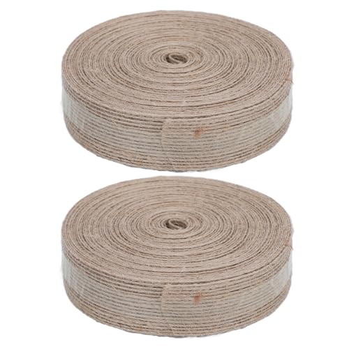 BAOFUYA 2 Rollen Jute-Sackleinen-Stoffband, Jute-Stoffband, Bastelband, Rustikale Sackleinenbänder für Floristen, Basteln, Rustikale Hochzeit von BAOFUYA