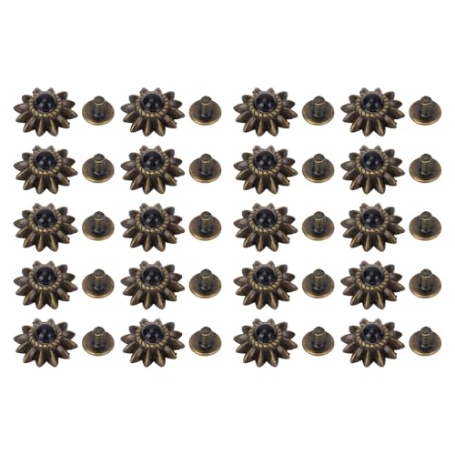 20 Sets Vintage -Nieten, Metall -Conchos -Schnallen Daisy Decorative Conchos Schnallen Türkis -Simulationslegierungsknöpfe für Leder (BLACK) von BAOFUYA