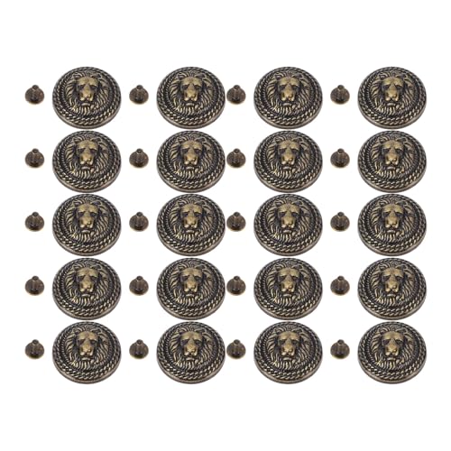 20 Sets Vintage löwe Rivet, Einzigartige Strukturelle und 7mm -Schrauben Design Zinklegierung Löwen Nietknopf für Gepäckschuhe Hut Kreatives Handwerk (24 mm) (Antikes Messing) von BAOFUYA