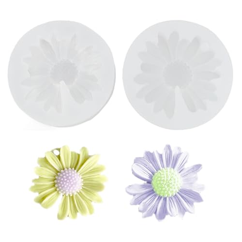 2pcs Daisy Silikonschokoladenform, Nicht -Stick -Gänseblümchen -Schimmelpilzblüten Formen für Kuchendekoration Polymer Tongummipaste von BAOFUYA