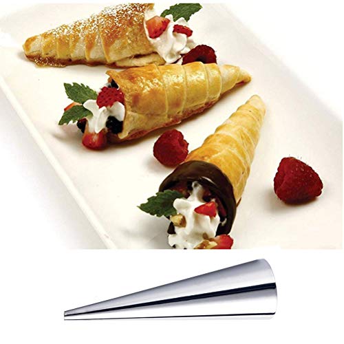 BAOFUYA 12 Stück Edelstahl-Backkegel, Hohe Temperaturbeständigkeit, Wiederverwendbar, Ideal für die Herstellung von Süßigkeiten, Sahnehörnern und Cannoli-Formen, Desserts (SILVER) von BAOFUYA