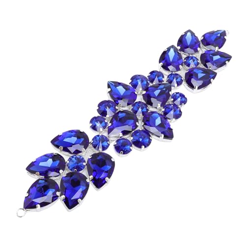 Blumen-Kristall-Applikation, Aufnäher, Blumen-Glas-Strass-Applikation, Blumen-Blatt-Glas-Strass-Applikation, Kostüm-Dekoration für Damen, Kleidung, Kleid, Schuhe (BLUE) von BAOFUYA