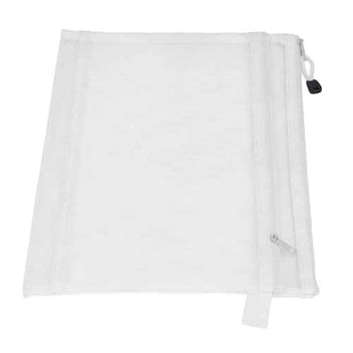 Doppellagige Mesh Reißverschlusstaschen, Robuster und Reißfester Tragbarer Griff, Ideales, Nylon Mesh A4 Dokumententasche für Büro, Schule, Zuhause (WHITE) von BAOFUYA