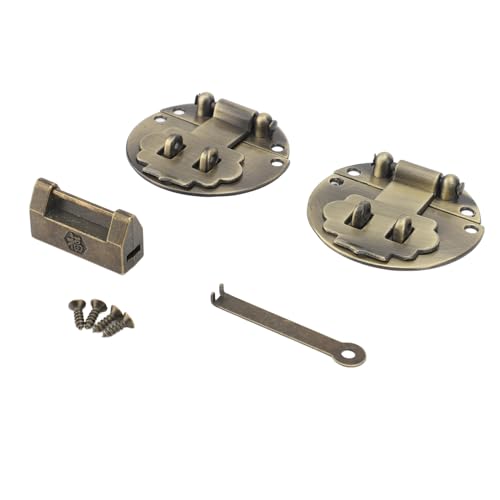 Vintage -Stil Zinklegierung HaSp Latch Latch Lock Set, Antikes Vorhängeschloss mit Befestigungsschrauben Retro Dekorationsschloss Set für Hölzernen Schmuckkasten (5.2 cm von BAOFUYA