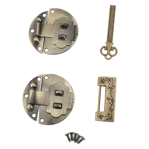 Vintage -Stil Zinklegierung HaSp Latch Latch Lock Set, Antikes Vorhängeschloss mit Befestigungsschrauben Retro Dekorationsschloss Set für Hölzernen Schmuckkasten (7 cm von BAOFUYA