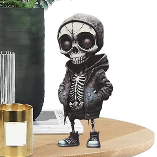 BAOK Skelett-Statue, stehendes Skelett-Dekoration, Totenkopf-Auto-Ornament, -Punk-Dekoration, Horror-Requisiten für LKW, Schreibtisch, Halloween von BAOK