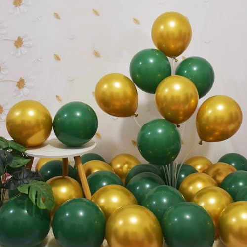 200 Stück grüne und goldene Luftballons, 12,7 cm, Latex, Dunkelgrün, Metallic, Gold, Großpackung, kleiner Ballonbogen, Girlande, Kit für Geburtstag, Hochzeit, Brautparty, Babyparty, Abschlussfeier, von BAOKUANHU