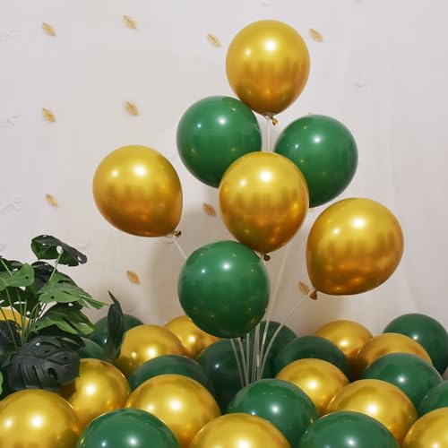 200 Stück grüne und goldene Luftballons, 30,5 cm, Latex, dunkelgrün, metallisch, Gold, Massenballon-Bogengirlande, Set mit Band für Geburtstag, Hochzeit, Brautparty, Babyparty, Abschlussfeier, von BAOKUANHU