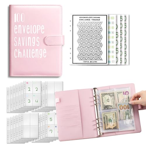 Geldsparbinder Budget Planner,Sparbuch für Geld,A5 Geldsparung Geldordner Organizer,Sparchallenge Budgetplaner,Geldspar Ordner Spar Challenge,100 Envelope Saving Challenge Sparen Organizer,für Paare von BAOSROY