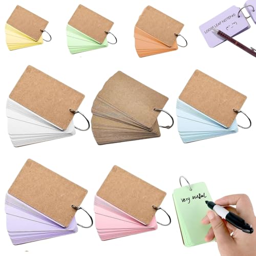 Karteikarte,8pack 400 Stücke Karteikarten mit Rind,Blanko Kraftpapier Karten,Pocket Lernkarte,Mini Mehrfarbige Kraftpapier,DIY Papier Karten,Wortkarten,Mitteilungskarten,Notizblock mit losem Blatt von BAOSROY