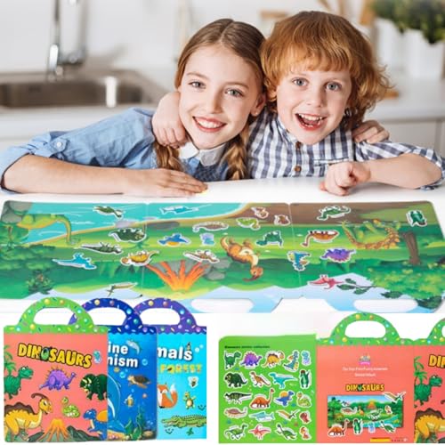 Wiederverwendbare Stickerbücher,3pcs Wiederverwendbare Wasserdichte Stickerbuch Spielzeuge für Kinder,Wiederverwendbares 3D-Stickerbuch für Kinder,3D Klare Kleinkinder Sticker,Geschenk Pädagogische von BAOSROY