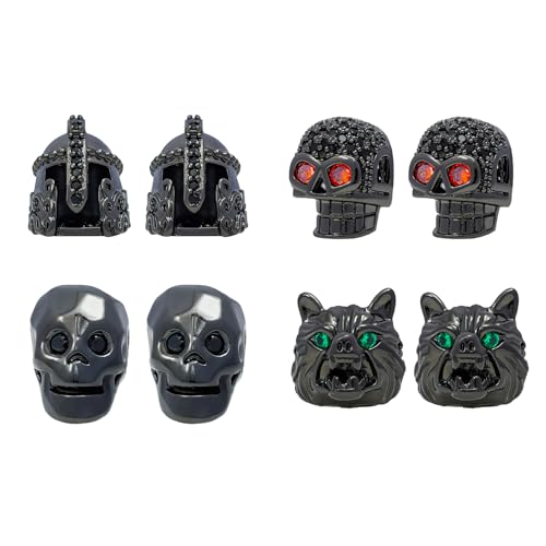 Schwarze Totenkopf-Perlen, Wolfskopf, Löwenkopf-Perlen, Gladiator-Helm-Perlen, Mikro-Pavé-Fassung, CZ-Armband, Halskette, Abstandshalter, Charm-Zubehör, Strass-Perlen für Damen und Herren, von BAOYINGACC