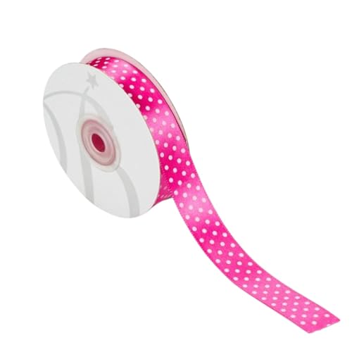 Doppelseitiges Satinband, gepunktet, 20 mm x 25 m, perfekt für Geschenkverpackungen und Gastgeschenke (Fuchsia) von BARATTI