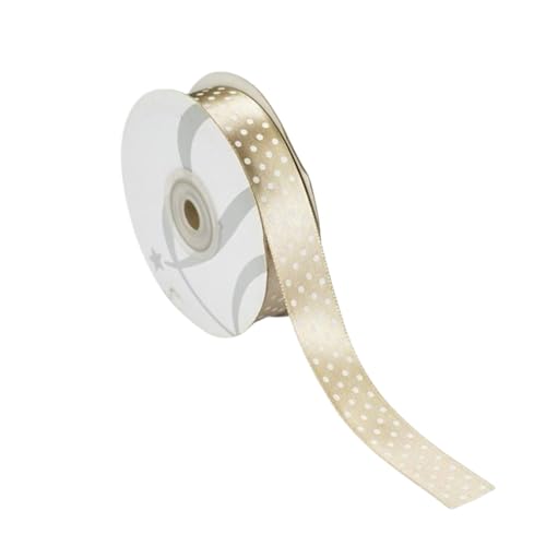 Doppelseitiges Satinband, gepunktet, 20 mm x 25 m, perfekt für Geschenkverpackungen und Gastgeschenke (Taupe) von BARATTI