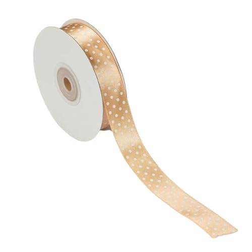 Doppelseitiges Satinband, gepunktet, 20 mm x 25 m, perfekt für Geschenkverpackungen und Gastgeschenke (beige) von BARATTI