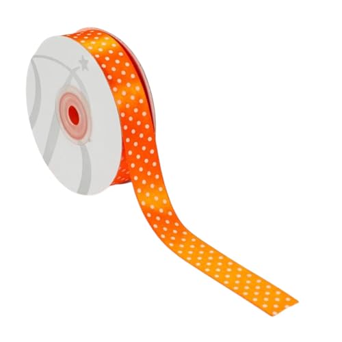 Doppelseitiges Satinband mit Punkten, 20 mm x 25 m, ideal für Geschenkverpackungen und Gastgeschenke (Orange) von BARATTI