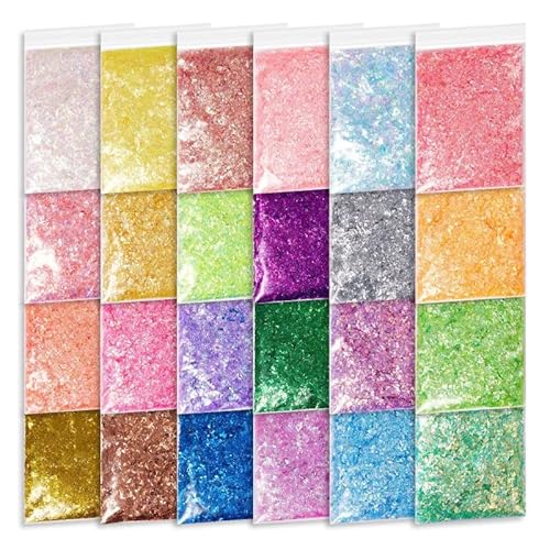 24/12 Farben Süßigkeiten-Papierstücke Cellophan Bunte Epoxidharz Füllstoff Handgemachtes Material DIY Kristall Kleidung Zubehör Bunte Pailletten zum Basteln von BASSK