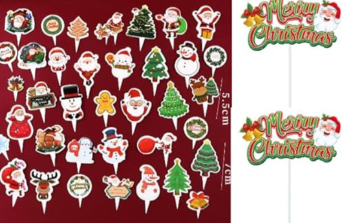 187 Stück Weihnachten Tortendeko,Merry Christmas Weihnachten Tortendeko, Kuchendekoration,Weihnachten Cupcake Toppers,Weihnachtskuchen Dekoration Kits,für Cupcakes/Kuchen/Muffins/Weihnachtsfeier von BASTOUR