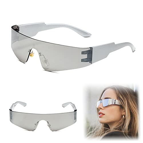 Futuristische Sonnenbrille, Schnelle Brille Rave, Space Brille, 1 Stück Silber Futuristische Brille Hässliche Zyklop Sonnenbrille, Space Brille Alien Brille set, Fun Glasses Rollenspiel Halloween von BASTOUR