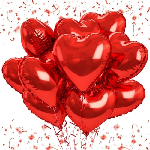 Herz Folienballon Rot Herz Helium Luftballons Rot Herz Luftballons Herzform Folienluftballon Heliumballon Herzen Herzluftballons Rot für Geburtstag Hochzeit Verlobung Brautdusche Valentinstag 30 Stück von BASTOUR