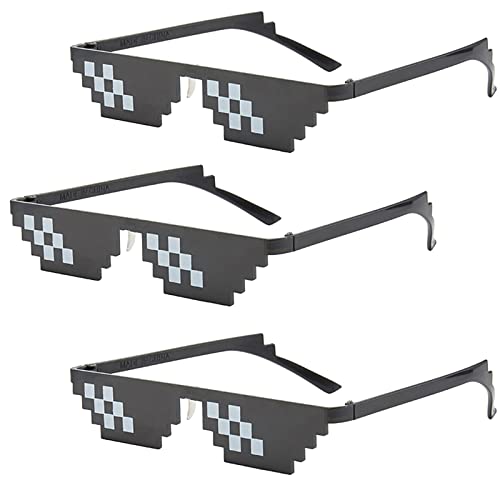 Thug Life Sonnenbrillen, Pixelig Mosaik Brille, Party Sonnenbrille, MLG Brille, Unisex Sonnenbrillen, Lustige Brille, Schwarze Sonnenbrille, für Karneval/Fasching Party Cosplay Kostüm Halloween, 3pc von BASTOUR