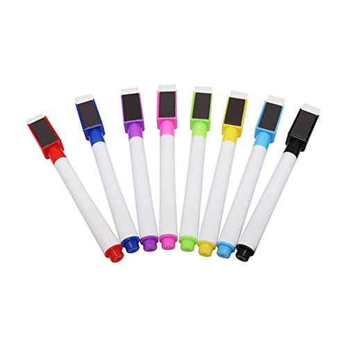 Whiteboard Marker Magnetisch, Whiteboard Stifte, Trocken Abwischbar Stift mit Radierer, Magnet Whiteboard Stifte, Folienstift Abwischbar, Magnettafel Stift für Schule Zuhause und Spiel, 8 Stück von BASTOUR