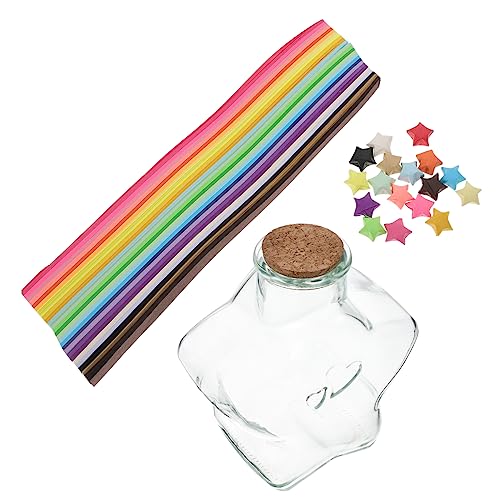 BATHVEVE 1 Satz Origami-stern Glücklich Wein Flasche Wünschen Streifen Diffusor Wunschglas Planke Mini-korkengläser Miniflaschen Mit Korken Sternenglas Sterne Gläser Stopper Colorful Papier von BATHVEVE