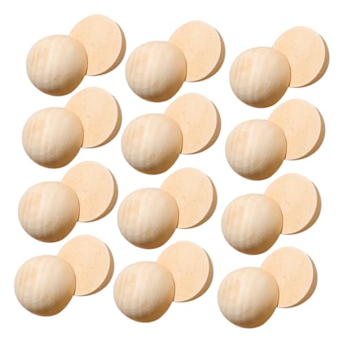 BATHVEVE 100 Stück Halbe Holzkugel Halbe Holzperlen Halbe Kugel Holzhandwerksformen Halbrunde Holzkugeln Massive Holzkugeln Graffiti-ball Mini-holzkugel Mini Halbkugel Lotusbaum Beige von BATHVEVE