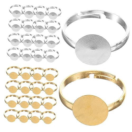 BATHVEVE 40St Ringfindung Jewelry findings Unique finger rings DIY jewelry accessories Rohlinge Lünette goldene Biegeringe Werkzeuge zur Herstellung von Ringen DIY -Schmuckzubehör Ringbasis von BATHVEVE