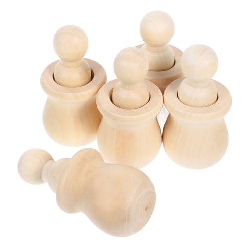 BATHVEVE 5 Stück Puppen-holzglas-set Unvollendetes Holzhandwerk Khaki Hölzern von BATHVEVE