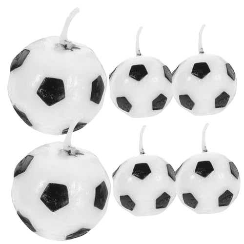 BATHVEVE 6 Stücke Fußball Simulation Kerze Fußball Party Supplies Party Kerze Fußball Kerze Fußball Ball Geburtstag Kerze Simulation Fußball Kerze Fußball Kerzen Paraffin von BATHVEVE