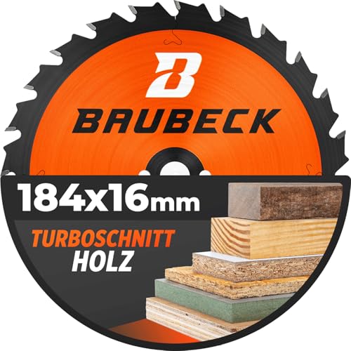 BAUBECK Sägeblatt 184x16 für Holz Zuschnitt - Schneller Schnitt Kreissägeblatt 184x16 für Holz, Sägeblatt 184x16 und Sägeblatt 184x16 184x16x1.4 von BAUBECK