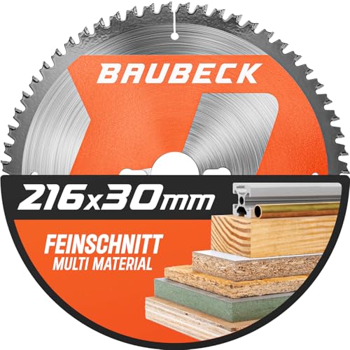 BAUBECK Sägeblatt 216x30 - Multi Material Feinschnitt - Kreissägeblatt 216x30 für Holz, Aluminium, Metall uvm. - Sägeblatt 216 kompatibel mit Metabo KGS 216, Bosch GCM 8 uvm. von BAUBECK