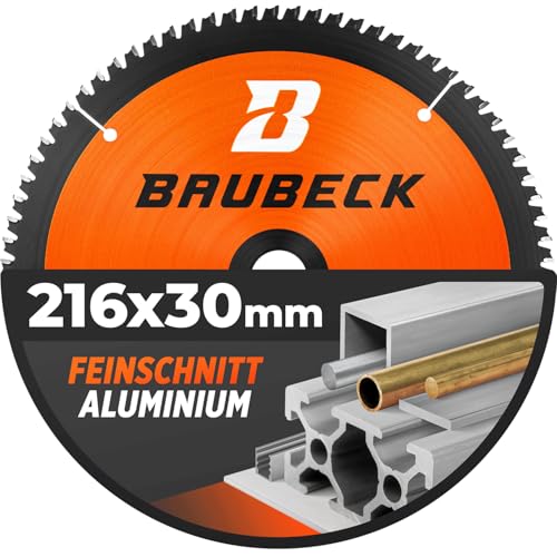 BAUBECK Sägeblatt 216x30 für Aluminium Feinschnitt - Kreissägeblatt 216x30 für Alu - Sägeblatt 216 kompatibel mit Metabo KGS 216, Bosch GCM 8 uvm. von BAUBECK