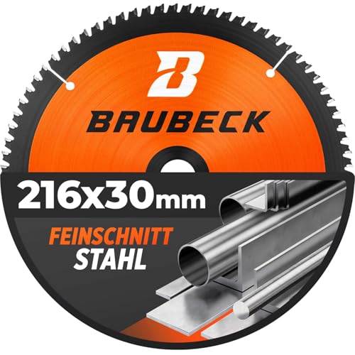 BAUBECK Sägeblatt 216x30 für Stahl - Kreissägeblatt 216x30 für Stahl - Sägeblatt 216 kompatibel mit Metabo KGS 216, Bosch GCM 8 uvm. 216x30x1.4 von BAUBECK