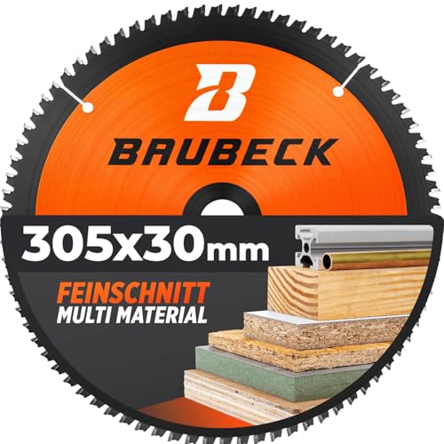 BAUBECK Sägeblatt 305x30 Holz Kappsäge - Multi Material Feinschnitt - Kappsäge 305mm Sägeblatt für Holz, Aluminium, Metall uvm. - Sägeblatt 305 kompatibel mit Bosch GCM 12, GTM 12, Metabo KGS 305 uvm. von BAUBECK