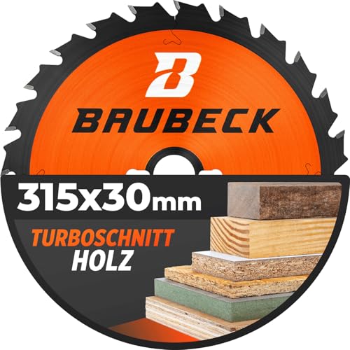 BAUBECK Sägeblatt 315x30 schneller Schnitt in Holz - Zuschnitt 30 Zähne - Kreissägeblatt 315x30 für Holz uvm. - Kreissägeblatt 315x30x2.2 von BAUBECK