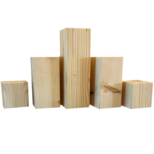 BAVASTYLE Holz Dekosäulen Set - 5 Holzsäulen 10x10cm (10cm, 20cm, 30cm Höhe) aus PEFC Zertifizerten Fichtenholz - Natürliche Blumenständer aus Holz als Wohnzimmer Deko von BAVASTYLE