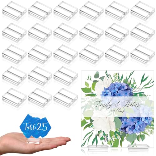 Tischkartenhalter aus Acryl,durchsichtige Tischkartenständer aus Acryl, durchsichtige Acrylständer zur Präsentation für Hochzeit, Tischnummern, Ausstellungen, Büro, Restaurant, Geschäft (25PC,5*3) von BAWUTZ