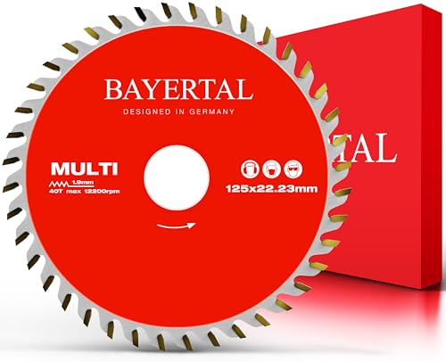 Bayertal® Sägeblatt 125mm – Multi Material Kreissägeblatt für Holz, Aluminium & Kunststoffe – 40 Zähne, Ø 125 x 22,23 mm – für präzise Schnitte mit Handkreissägen – ideal für vielseitige Anwendungen von BAYERTAL