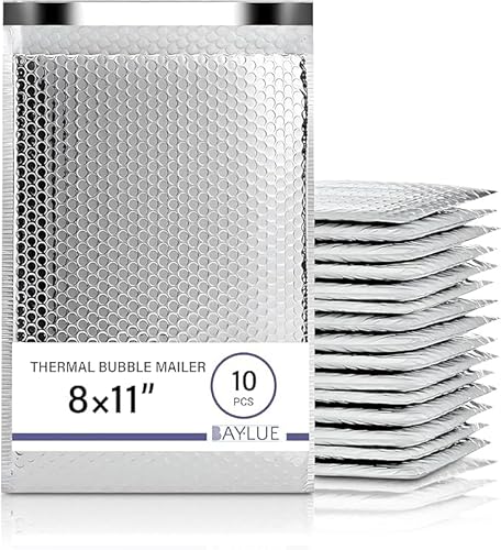 Baylue Thermo-Luftpolster-Versandtaschen, 20,3 x 27,9 cm, metallische Luftpolster-Versandtaschen Nr. 2, isolierte Versandtaschen für kalten Versand, wasserdichte Thermofolien-Versandumschläge, sichere von BAYLUE