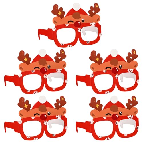 BAYORE Packung Mit 5 Stück Papier Brillenrahmen Schöne Cartoon Weihnachtsbrillen Requisiten Für Festliche Dekorationen Partyzubehör Urlaubsbrillen von BAYORE