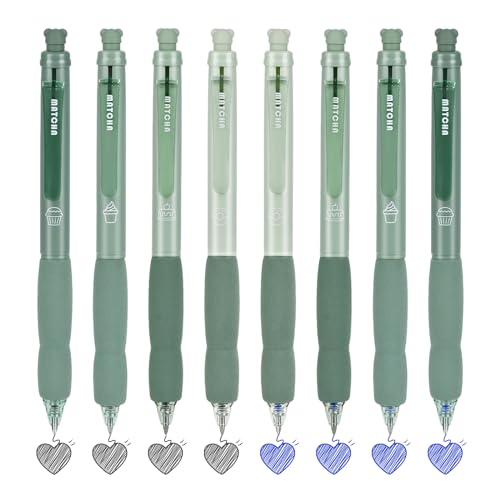 BAYTORY 8 Stuck Radierbare Stifte, 4 Blau & 4 Schwarze Tinte 0,5 mm Feiner Spitze Einziehbare Gelstifte Mit Radiergummi, Glattes Schreiben Schnell Trocken Schule Burobedarf （Grun） von BAYTORY