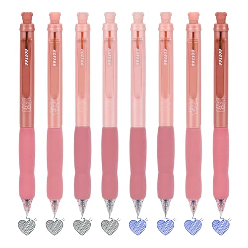 BAYTORY 8 Stuck Radierbare Stifte, 4 Blau & 4 Schwarze Tinte 0,5 mm Feiner Spitze Einziehbare Gelstifte Mit Radiergummi, Glattes Schreiben Schnell Trocken Schule Burobedarf (Rosa) von BAYTORY