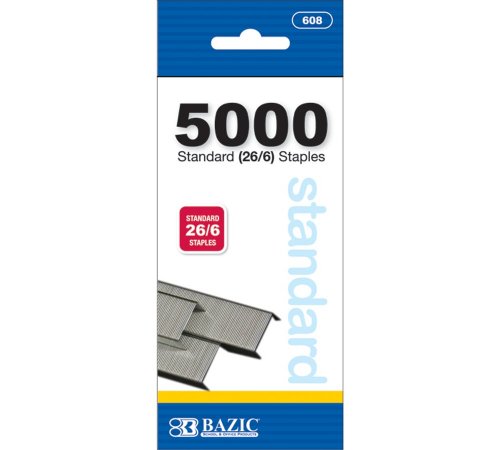 BAZIC Standard (26/6) Heftklammern, 5000 Stück Case of 72 Foto von BAZIC Products