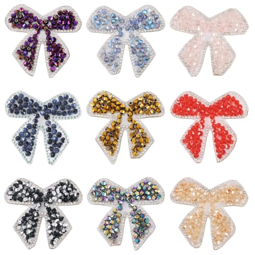 9 x kleine Schleifen-Strass-Applikationen, Perlenapplikationen, glitzernde Schleife, Kristallperlen, zum Aufbügeln oder Aufnähen auf Kleidung, Kleid, Taschen, Jeans, Hüte, Dekorationen, Nähen 9 x kleine Schleifen-Strass-Applikationen, Perlenapplikationen, glitzernde Schleife, Kristallperlen, zum Aufbügeln oder Aufnähen auf Kleidung, Kleid, Taschen, Jeans, Hüte, Dekorationen, Nähen von BB Beadthoven