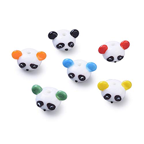 Beadthoven 10 Stück 3D-Cartoon-Panda-Kopf-Perlen, handgefertigt, Lampwork-Glasperlen, niedliche Tier-Abstandhalter, lose Perlen für Schmuckherstellung, Schlüsselanhänger, Loch: 2 mm von BB Beadthoven