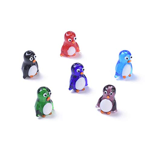 Beadthoven 10 Stück 3D Pinguin-Perlen handgefertigt Lampwork Perlen Cute Cartoon Spacer lose Perlen für Schmuckherstellung Schlüsselanhänger DIY Urlaub Dekoration Verzierung Handwerk Loch: 1,8 mm von BB Beadthoven