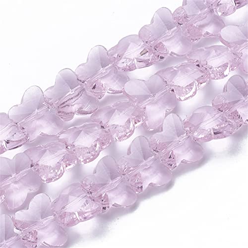 Beadthoven 100 Stück Schmetterling facettierte Glasperlen Perlen Rosa Transparent Kristall Glas Niedlich Tier Spacer Perlen für DIY Armband Schmuckherstellung Loch: 1 mm von BB Beadthoven